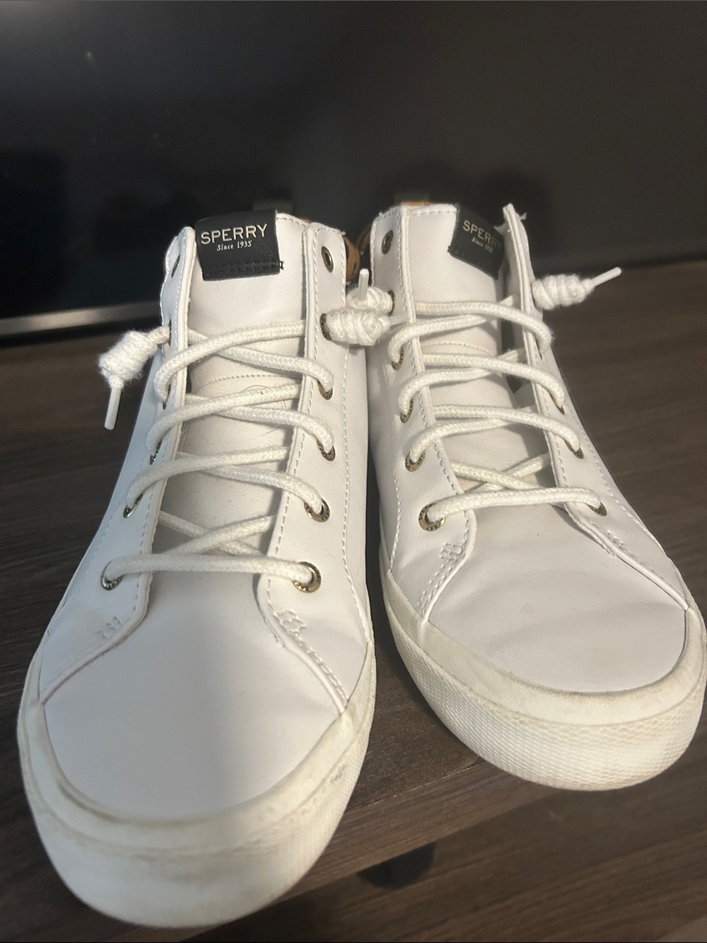 Sperry White Leather High-Top Casual Sneakers